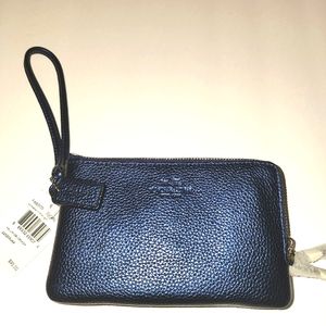 Coach Double Corner Zip Metallic Midnight